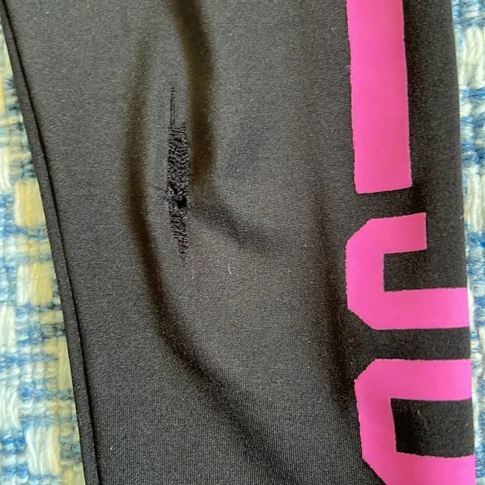 Justice Girls Sz 6 Distressed Black & Pink Leggings